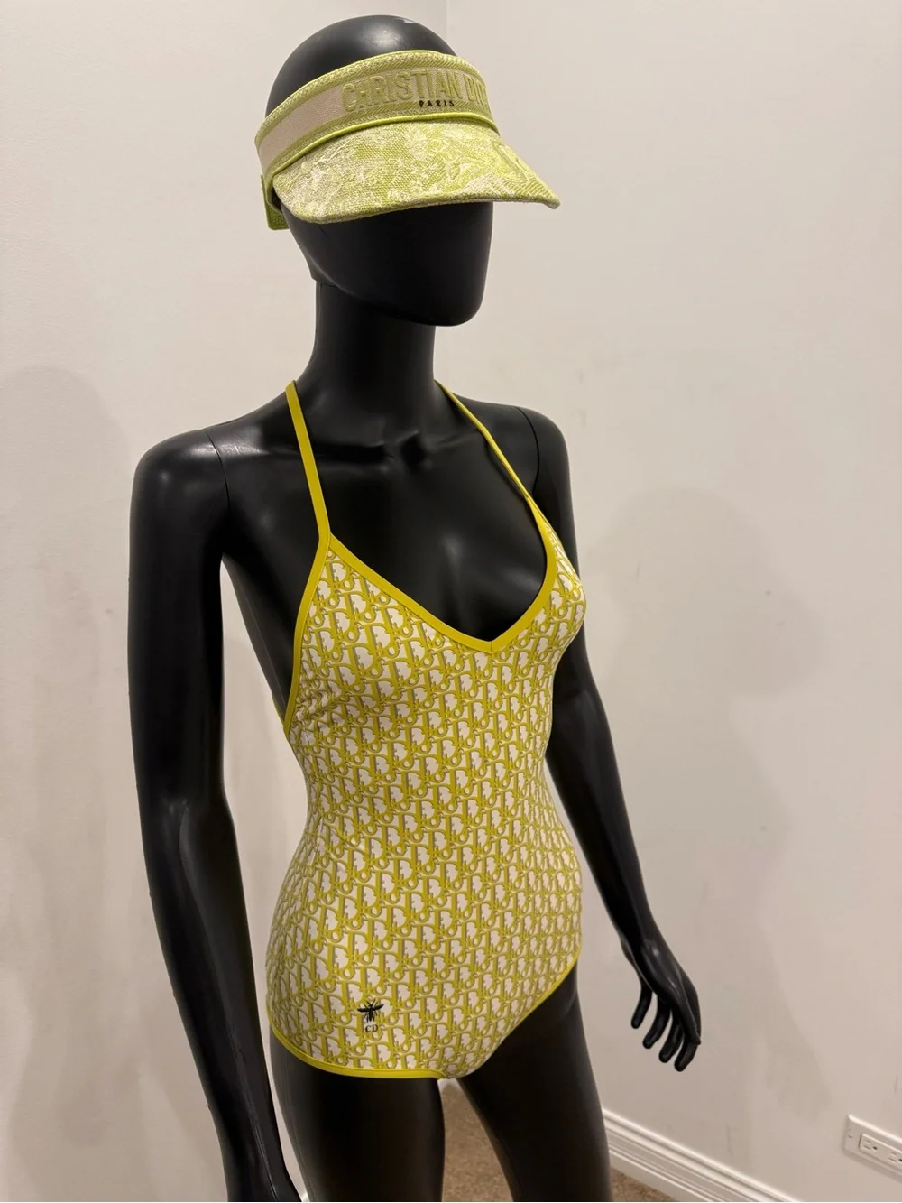 Dior Dioriviera Toile de Jouy Visor Hat Lime Green Sun Visor NEW Limited Edition